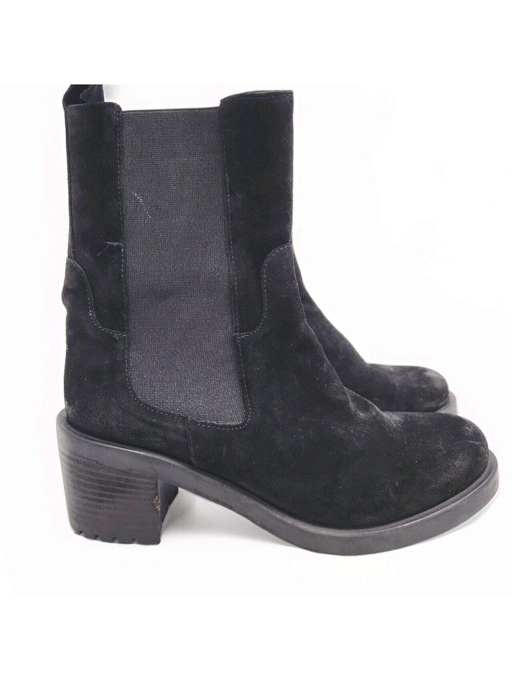Emanuele Crasto ITALY Women Sz US 8.5/39 Black Suede Round Toe Chelsea Boots
